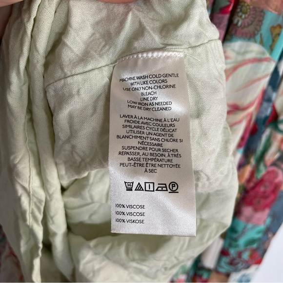 Anthropologie Chiffon Shift Midi Dress Boho Floral Ruffle Wire Neckline Flowy XL - Picture 11 of 15